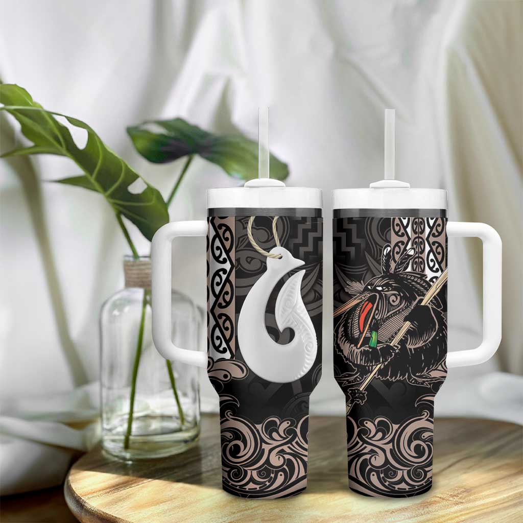 Aotearoa Hei Matau Tumbler With Handle Haka Kiwi Mix Maori Mangopare LT14 - Polynesian Pride
