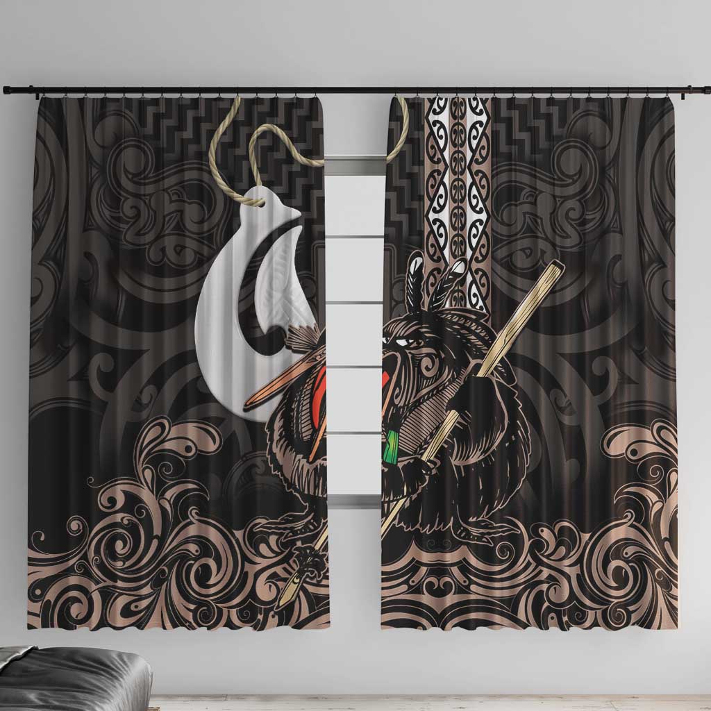 Aotearoa Hei Matau Window Curtain Haka Kiwi Mix Maori Mangopare