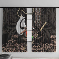Aotearoa Hei Matau Window Curtain Haka Kiwi Mix Maori Mangopare LT14 With Hooks Black - Polynesian Pride