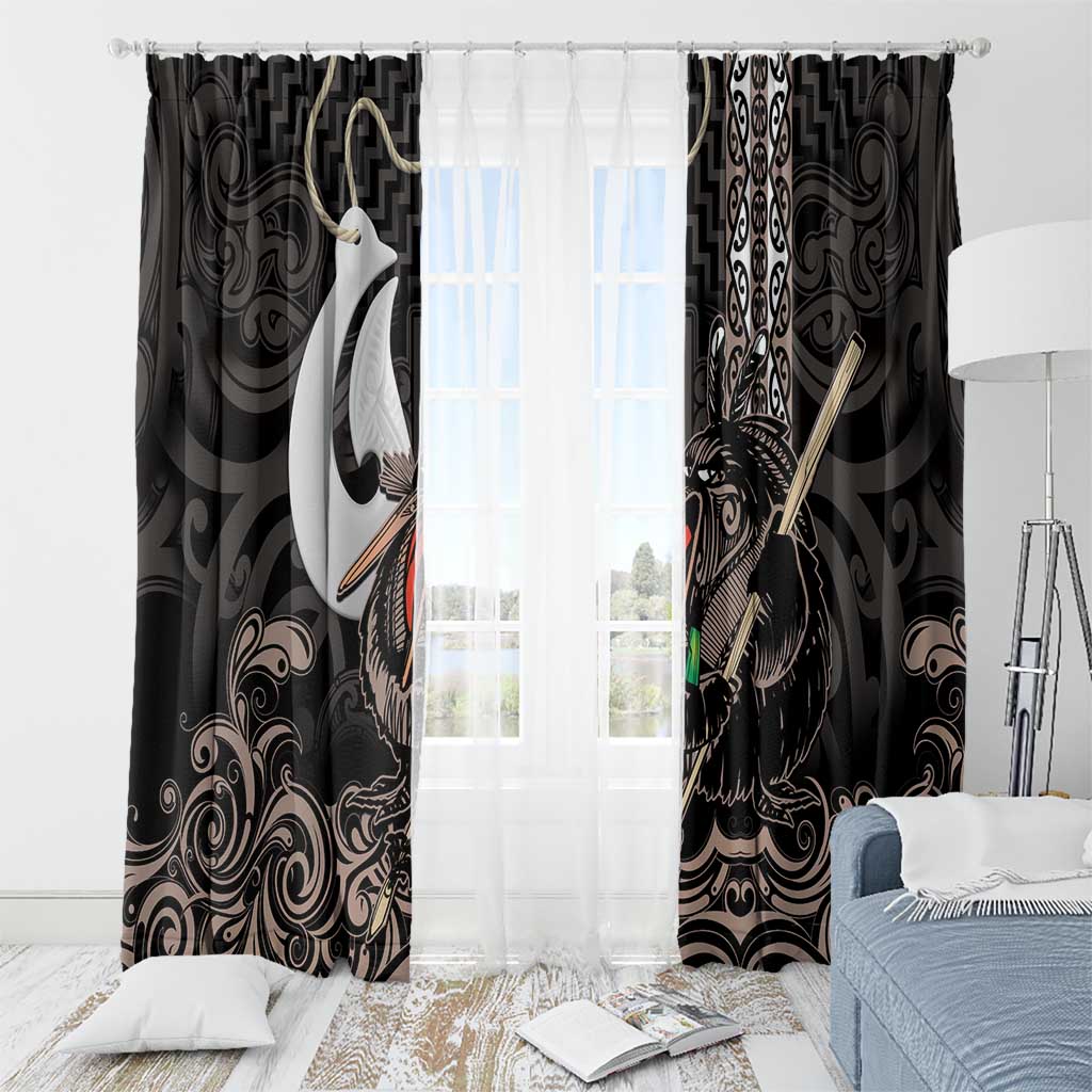 Aotearoa Hei Matau Window Curtain Haka Kiwi Mix Maori Mangopare LT14 - Polynesian Pride