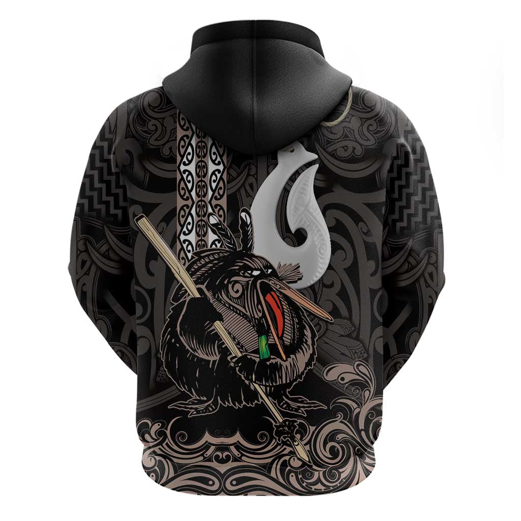 Aotearoa Hei Matau Zip Hoodie Haka Kiwi Mix Maori Mangopare