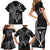 New Zealand Tiki Tennis Family Matching Short Sleeve Bodycon Dress and Hawaiian Shirt 2024 Aotearoa Tenehi Maori Silver Fern - Black LT14 - Polynesian Pride