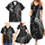 New Zealand Tiki Tennis Family Matching Summer Maxi Dress and Hawaiian Shirt 2024 Aotearoa Tenehi Maori Silver Fern - Black LT14 - Polynesian Pride