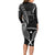 New Zealand Tiki Tennis Long Sleeve Bodycon Dress 2024 Aotearoa Tenehi Maori Silver Fern - Black LT14 - Polynesian Pride