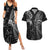 Custom New Zealand Tiki Tennis Couples Matching Summer Maxi Dress and Hawaiian Shirt 2024 Aotearoa Tenehi Maori Silver Fern - Black LT14 Black - Polynesian Pride