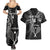 Custom New Zealand Tiki Tennis Couples Matching Summer Maxi Dress and Hawaiian Shirt 2024 Aotearoa Tenehi Maori Silver Fern - Black LT14 - Polynesian Pride