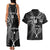 Custom New Zealand Tiki Tennis Couples Matching Tank Maxi Dress and Hawaiian Shirt 2024 Aotearoa Tenehi Maori Silver Fern - Black LT14 - Polynesian Pride