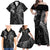 Custom New Zealand Tiki Tennis Family Matching Off Shoulder Maxi Dress and Hawaiian Shirt 2024 Aotearoa Tenehi Maori Silver Fern - Black LT14 - Polynesian Pride