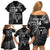 Custom New Zealand Tiki Tennis Family Matching Off Shoulder Short Dress and Hawaiian Shirt 2024 Aotearoa Tenehi Maori Silver Fern - Black LT14 - Polynesian Pride