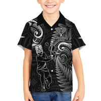 Custom New Zealand Tiki Tennis Family Matching Summer Maxi Dress and Hawaiian Shirt 2024 Aotearoa Tenehi Maori Silver Fern - Black LT14 Son's Shirt Black - Polynesian Pride