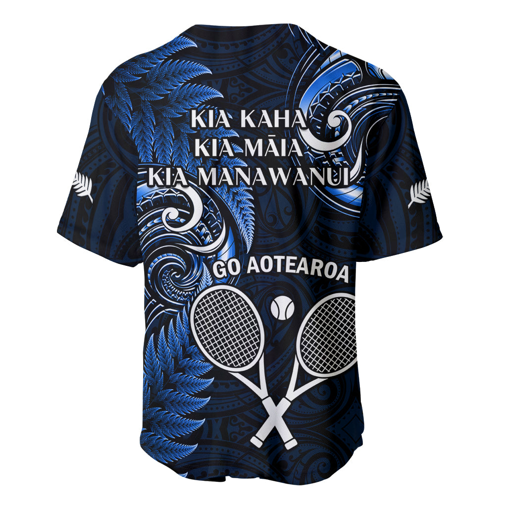 New Zealand Tiki Tennis Baseball Jersey 2024 Aotearoa Tenehi Maori Silver Fern - Blue LT14 - Polynesian Pride