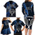 New Zealand Tiki Tennis Family Matching Long Sleeve Bodycon Dress and Hawaiian Shirt 2024 Aotearoa Tenehi Maori Silver Fern - Blue LT14 - Polynesian Pride