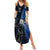 New Zealand Tiki Tennis Family Matching Summer Maxi Dress and Hawaiian Shirt 2024 Aotearoa Tenehi Maori Silver Fern - Blue LT14 Mom's Dress Blue - Polynesian Pride