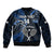 Custom New Zealand Tiki Tennis Bomber Jacket 2024 Aotearoa Tenehi Maori Silver Fern - Blue LT14 - Polynesian Pride