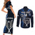 Custom New Zealand Tiki Tennis Couples Matching Short Sleeve Bodycon Dress and Long Sleeve Button Shirt 2024 Aotearoa Tenehi Maori Silver Fern - Blue LT14 - Polynesian Pride