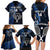 Custom New Zealand Tiki Tennis Family Matching Long Sleeve Bodycon Dress and Hawaiian Shirt 2024 Aotearoa Tenehi Maori Silver Fern - Blue LT14 - Polynesian Pride