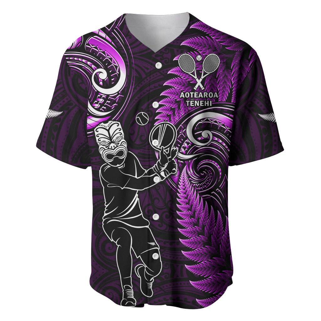 New Zealand Tiki Tennis Baseball Jersey 2024 Aotearoa Tenehi Maori Silver Fern - Purple LT14 Purple - Polynesian Pride