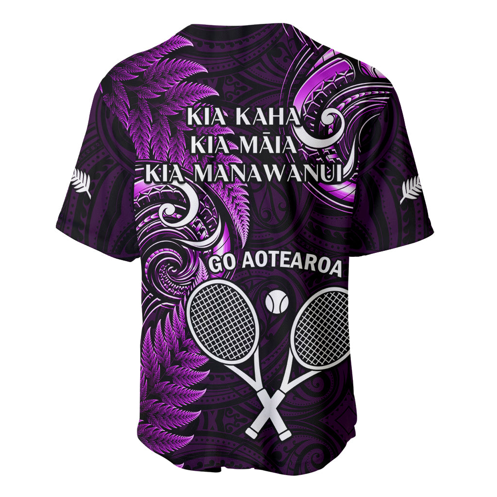 New Zealand Tiki Tennis Baseball Jersey 2024 Aotearoa Tenehi Maori Silver Fern - Purple LT14 - Polynesian Pride