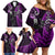 New Zealand Tiki Tennis Family Matching Off Shoulder Short Dress and Hawaiian Shirt 2024 Aotearoa Tenehi Maori Silver Fern - Purple LT14 - Polynesian Pride