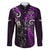 New Zealand Tiki Tennis Family Matching Short Sleeve Bodycon Dress and Hawaiian Shirt 2024 Aotearoa Tenehi Maori Silver Fern - Purple LT14 Dad's Shirt - Long Sleeve Purple - Polynesian Pride