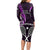 New Zealand Tiki Tennis Long Sleeve Bodycon Dress 2024 Aotearoa Tenehi Maori Silver Fern - Purple LT14 - Polynesian Pride