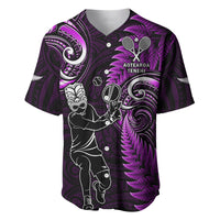 Custom New Zealand Tiki Tennis Baseball Jersey 2024 Aotearoa Tenehi Maori Silver Fern - Purple LT14 Purple - Polynesian Pride