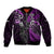 Custom New Zealand Tiki Tennis Bomber Jacket 2024 Aotearoa Tenehi Maori Silver Fern - Purple LT14 Unisex Purple - Polynesian Pride