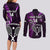 Custom New Zealand Tiki Tennis Couples Matching Long Sleeve Bodycon Dress and Long Sleeve Button Shirt 2024 Aotearoa Tenehi Maori Silver Fern - Purple LT14 - Polynesian Pride