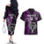 Custom New Zealand Tiki Tennis Couples Matching Off The Shoulder Long Sleeve Dress and Hawaiian Shirt 2024 Aotearoa Tenehi Maori Silver Fern - Purple LT14 - Polynesian Pride