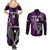 Custom New Zealand Tiki Tennis Couples Matching Summer Maxi Dress and Long Sleeve Button Shirt 2024 Aotearoa Tenehi Maori Silver Fern - Purple LT14 - Polynesian Pride