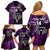 Custom New Zealand Tiki Tennis Family Matching Off Shoulder Short Dress and Hawaiian Shirt 2024 Aotearoa Tenehi Maori Silver Fern - Purple LT14 - Polynesian Pride