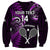 Custom New Zealand Tiki Tennis Sweatshirt 2024 Aotearoa Tenehi Maori Silver Fern - Purple LT14 - Polynesian Pride