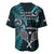 New Zealand Tiki Tennis Baseball Jersey 2024 Aotearoa Tenehi Maori Silver Fern - Turquoise LT14 - Polynesian Pride