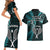 New Zealand Tiki Tennis Couples Matching Short Sleeve Bodycon Dress and Hawaiian Shirt 2024 Aotearoa Tenehi Maori Silver Fern - Turquoise LT14 - Polynesian Pride