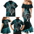 New Zealand Tiki Tennis Family Matching Mermaid Dress and Hawaiian Shirt 2024 Aotearoa Tenehi Maori Silver Fern - Turquoise LT14 - Polynesian Pride