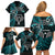 New Zealand Tiki Tennis Family Matching Off Shoulder Short Dress and Hawaiian Shirt 2024 Aotearoa Tenehi Maori Silver Fern - Turquoise LT14 - Polynesian Pride