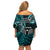 New Zealand Tiki Tennis Family Matching Off Shoulder Short Dress and Hawaiian Shirt 2024 Aotearoa Tenehi Maori Silver Fern - Turquoise LT14 - Polynesian Pride