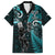 New Zealand Tiki Tennis Family Matching Puletasi and Hawaiian Shirt 2024 Aotearoa Tenehi Maori Silver Fern - Turquoise LT14 Dad's Shirt - Short Sleeve Turquoise - Polynesian Pride