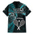 New Zealand Tiki Tennis Family Matching Puletasi and Hawaiian Shirt 2024 Aotearoa Tenehi Maori Silver Fern - Turquoise LT14 - Polynesian Pride