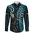 New Zealand Tiki Tennis Family Matching Puletasi and Hawaiian Shirt 2024 Aotearoa Tenehi Maori Silver Fern - Turquoise LT14 Dad's Shirt - Long Sleeve Turquoise - Polynesian Pride