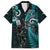 New Zealand Tiki Tennis Family Matching Short Sleeve Bodycon Dress and Hawaiian Shirt 2024 Aotearoa Tenehi Maori Silver Fern - Turquoise LT14 Dad's Shirt - Short Sleeve Turquoise - Polynesian Pride