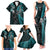 New Zealand Tiki Tennis Family Matching Tank Maxi Dress and Hawaiian Shirt 2024 Aotearoa Tenehi Maori Silver Fern - Turquoise LT14 - Polynesian Pride