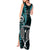 New Zealand Tiki Tennis Tank Maxi Dress 2024 Aotearoa Tenehi Maori Silver Fern - Turquoise LT14 - Polynesian Pride