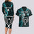 Custom New Zealand Tiki Tennis Couples Matching Long Sleeve Bodycon Dress and Hawaiian Shirt 2024 Aotearoa Tenehi Maori Silver Fern - Turquoise LT14 - Polynesian Pride