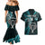 Custom New Zealand Tiki Tennis Couples Matching Mermaid Dress and Hawaiian Shirt 2024 Aotearoa Tenehi Maori Silver Fern - Turquoise LT14 - Polynesian Pride