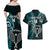 Custom New Zealand Tiki Tennis Couples Matching Off Shoulder Maxi Dress and Hawaiian Shirt 2024 Aotearoa Tenehi Maori Silver Fern - Turquoise LT14 - Polynesian Pride