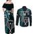 Custom New Zealand Tiki Tennis Couples Matching Off Shoulder Maxi Dress and Long Sleeve Button Shirt 2024 Aotearoa Tenehi Maori Silver Fern - Turquoise LT14 - Polynesian Pride