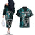 Custom New Zealand Tiki Tennis Couples Matching Off The Shoulder Long Sleeve Dress and Hawaiian Shirt 2024 Aotearoa Tenehi Maori Silver Fern - Turquoise LT14 - Polynesian Pride