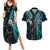 Custom New Zealand Tiki Tennis Couples Matching Summer Maxi Dress and Hawaiian Shirt 2024 Aotearoa Tenehi Maori Silver Fern - Turquoise LT14 Turquoise - Polynesian Pride