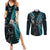 Custom New Zealand Tiki Tennis Couples Matching Summer Maxi Dress and Long Sleeve Button Shirt 2024 Aotearoa Tenehi Maori Silver Fern - Turquoise LT14 Turquoise - Polynesian Pride